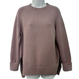 J. Crew Purple Mauve Lilac Heavy Knit Ribbed Trim Split Hem Sweater size M